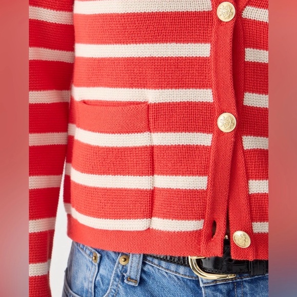 J Crew Emilie Striped Lady Jacket Cardigan Sweater Sz Sm Golden Buttons Preppy - Picture 5 of 17